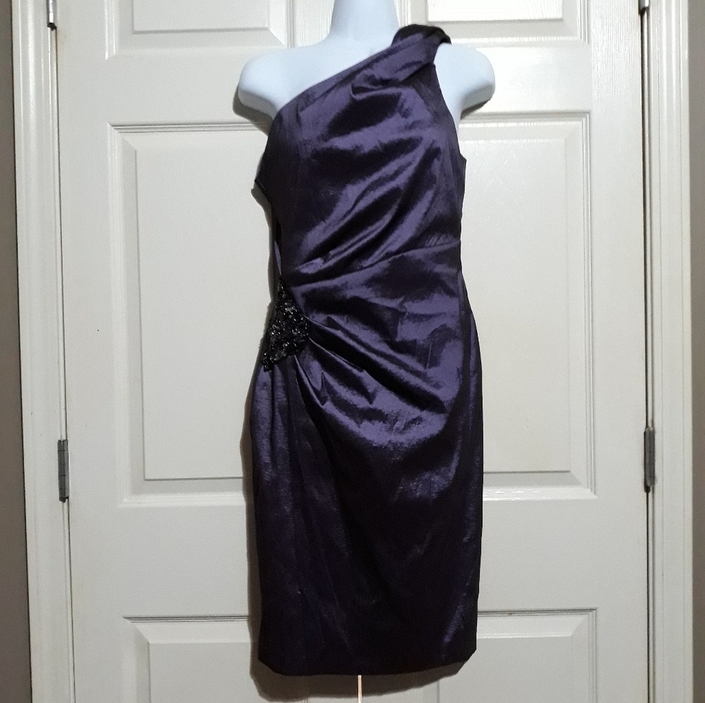 Xscape |Beaded ruched one shoulder formal dress 12